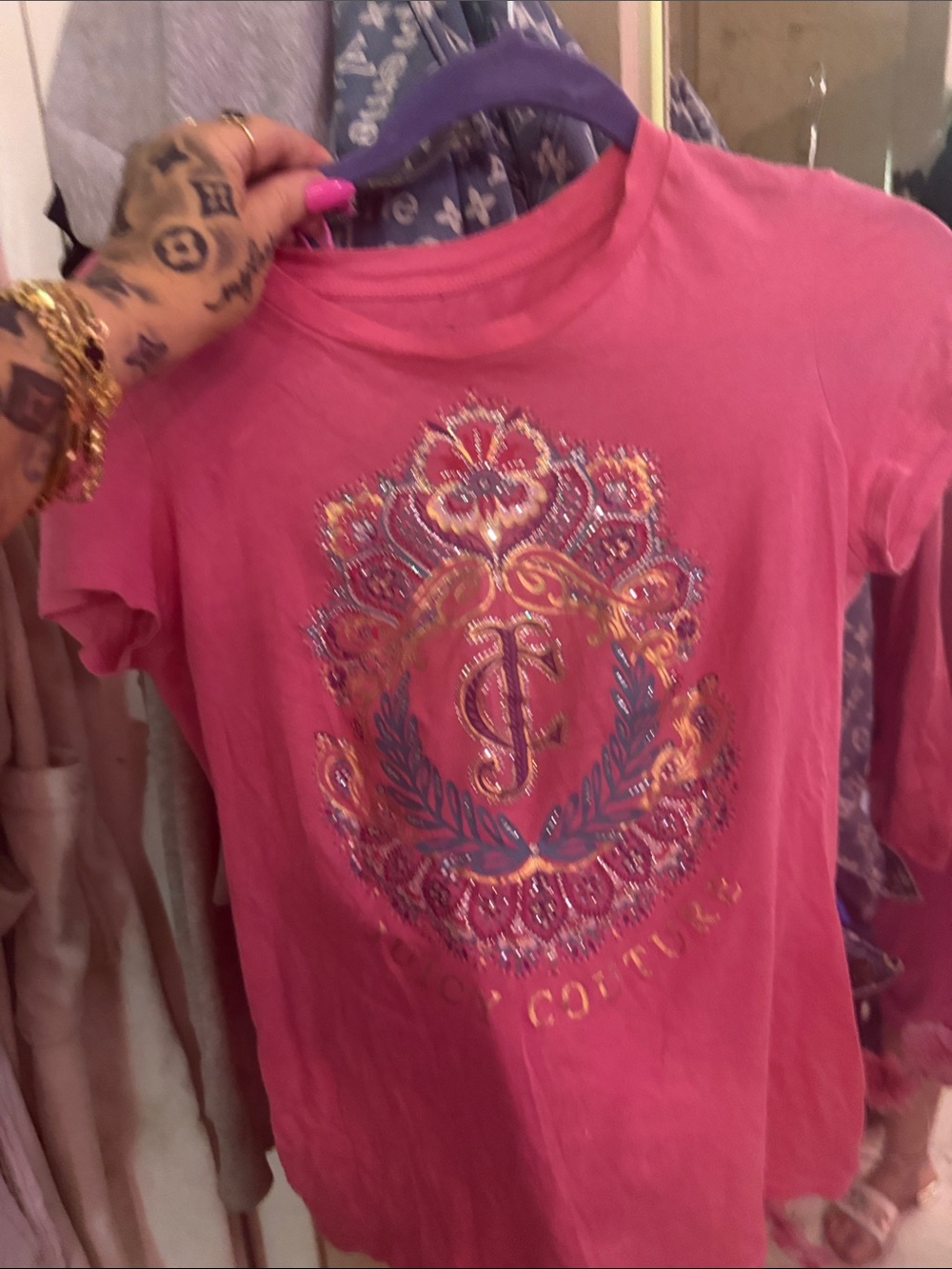 Juicy Couture Pink Embellished Logo Tee